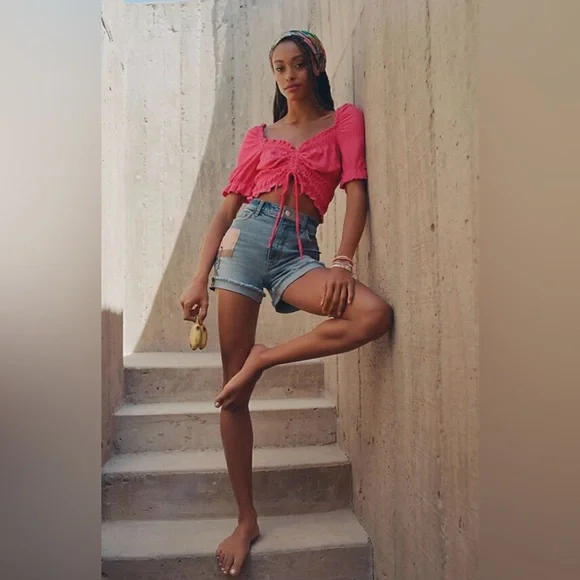 Anthropologie Pilcro Puff-Sleeve Ruched Top - Picture 5 of 8